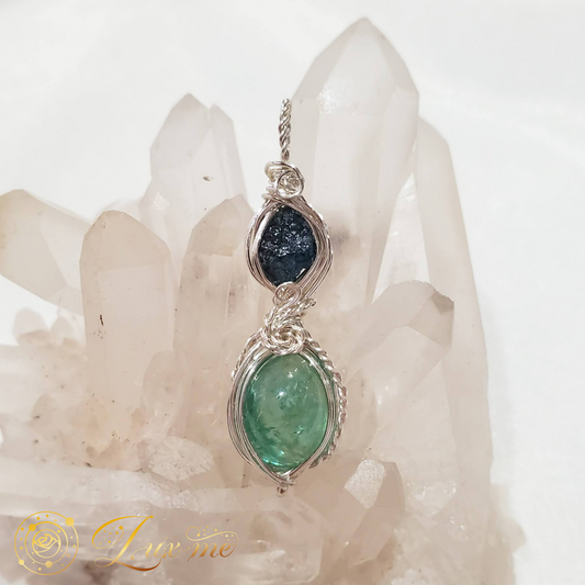 【ブルーダイヤモンドとエメラルド】WAペンダント