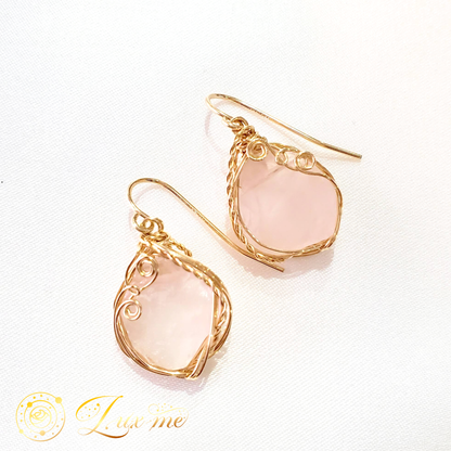 【ローズクォーツ】WAピアス