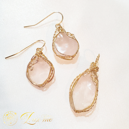 【ローズクォーツ】WAピアス
